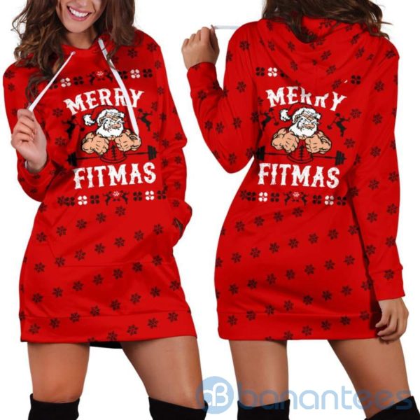Merry Fitmas Hoodie Dress For Women Product Photo