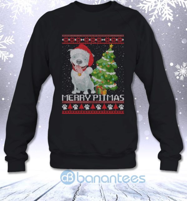 Merry Pitmas Funny Pitbull Dog Lovers Christmas Gift Sweatshirt Product Photo