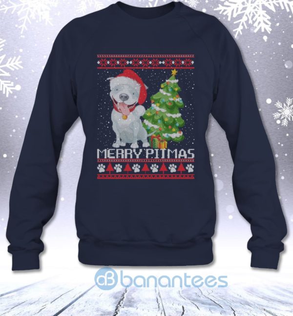 Merry Pitmas Funny Pitbull Dog Lovers Christmas Gift Sweatshirt Product Photo