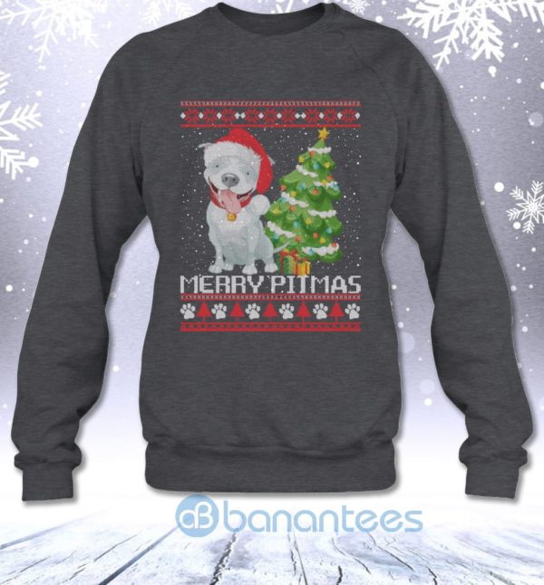 Merry Pitmas Funny Pitbull Dog Lovers Christmas Gift Sweatshirt Product Photo