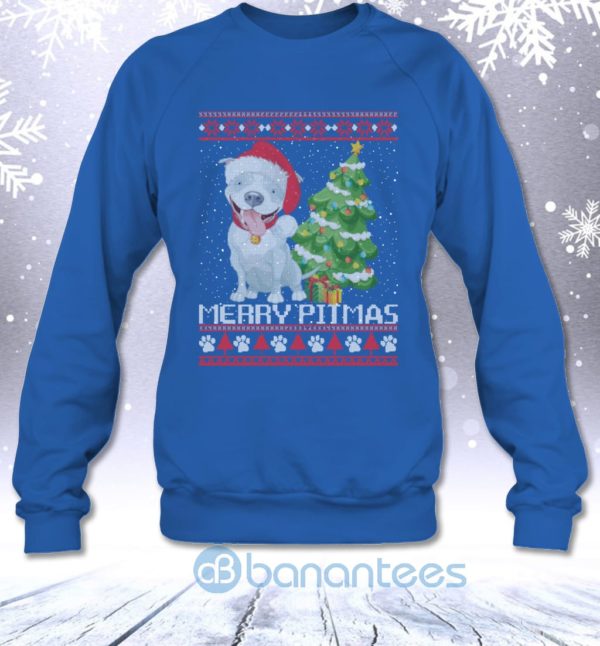 Merry Pitmas Funny Pitbull Dog Lovers Christmas Gift Sweatshirt Product Photo
