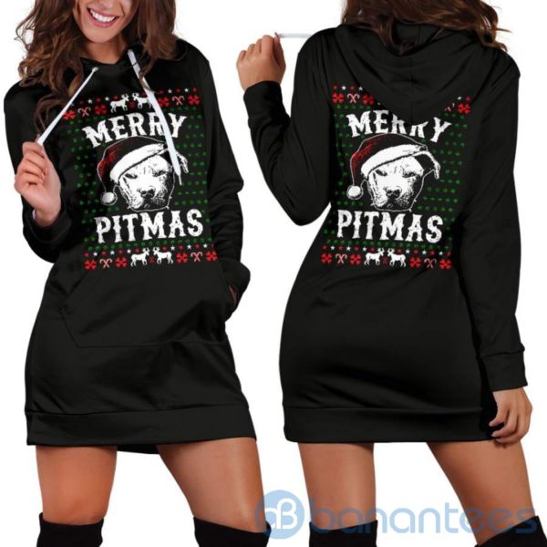 Merry Pitmas Hoodie Dress For Women Product Photo