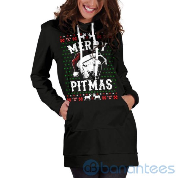 Merry Pitmas Hoodie Dress For Women Product Photo