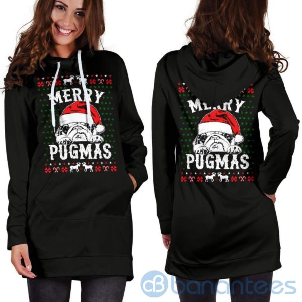 Merry Pugmas Hoodie Dress For Women Product Photo