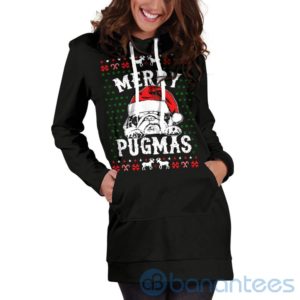 Merry Pugmas Hoodie Dress For Women Product Photo