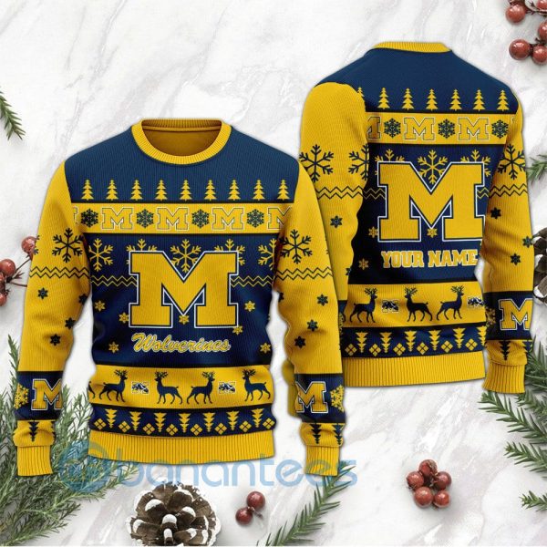 Michigan Wolverines Custom Name Personalized Ugly Christmas 3D Sweater Product Photo