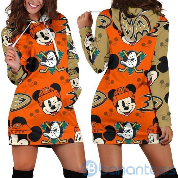Mickey Anaheim Ducks Hoodie Dress For Women Product Photo