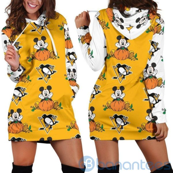 Mickey And Pumpkin Pittsburgh Penguins Hoodie Dress For Women Product Photo