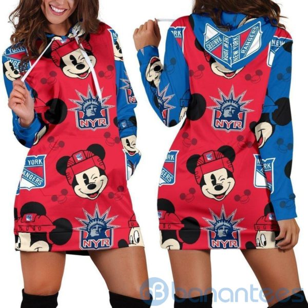 Mickey New York Rangers Hoodie Dress For Women Product Photo