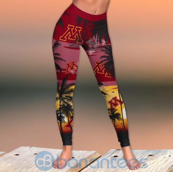 Minnesota Golden Gophers Sunset Leggings And Criss Cross Tank Top For Women Product Photo