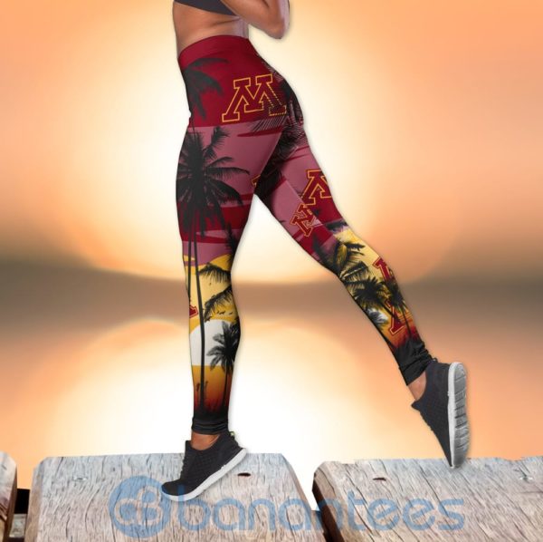 Minnesota Golden Gophers Sunset Leggings And Criss Cross Tank Top For Women Product Photo