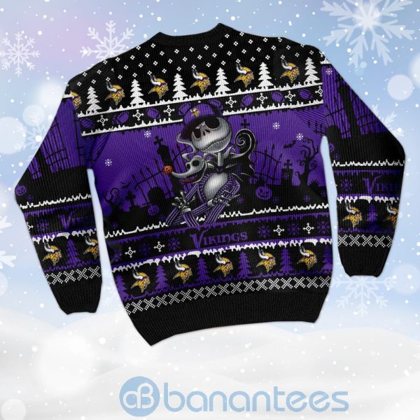 Minnesota Vikings Jack Skellington Halloween Ugly Christmas 3D Sweater Product Photo