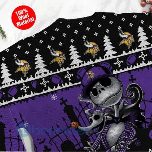 Minnesota Vikings Jack Skellington Halloween Ugly Christmas 3D Sweater Product Photo