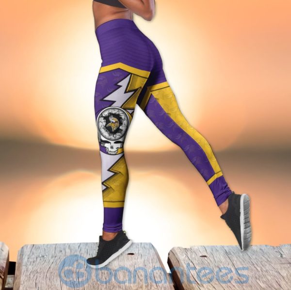 Minnesota Vikings Leggings And Criss Cross Tank Top For Women Product Photo