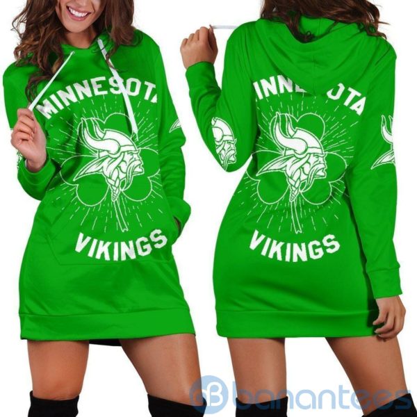 Minnesota Vikings St Patrick's Day Hoodie Dress For Women Product Photo
