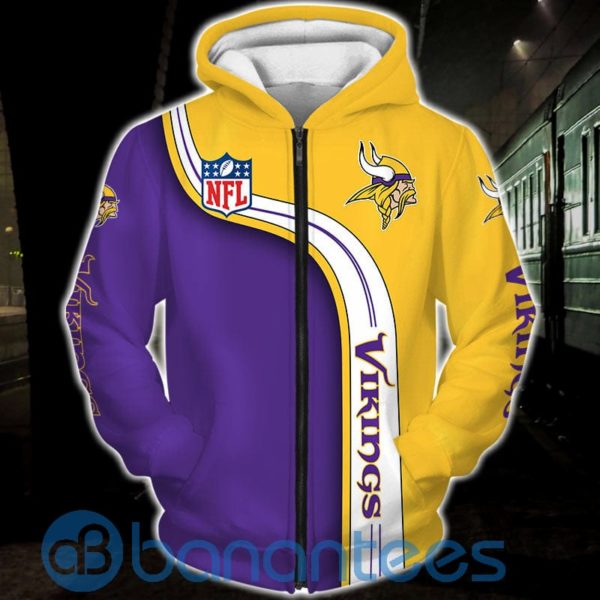 Minnesota Vikings Zip Up All Over Printed 3D Hoodie, Zip Hoodie Product Photo