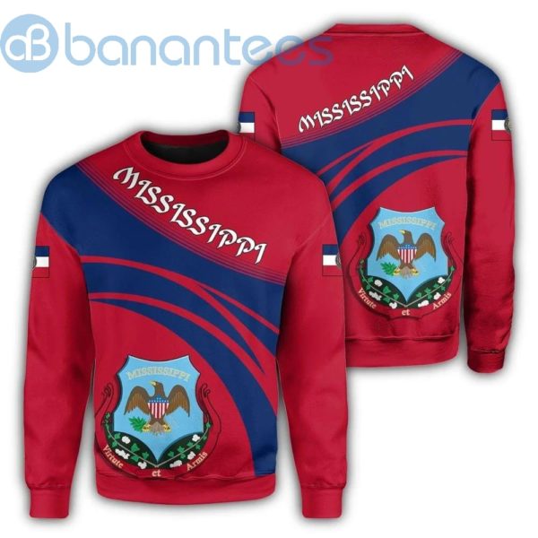 Mississippi Coat Of Arms Cricket Style Red And Blue All Over Printed 3D Sweatshirt Product Photo