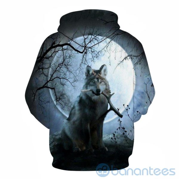 Moon And Funny Wolf Warrior All Over Printed 3D Hoodie Product Photo