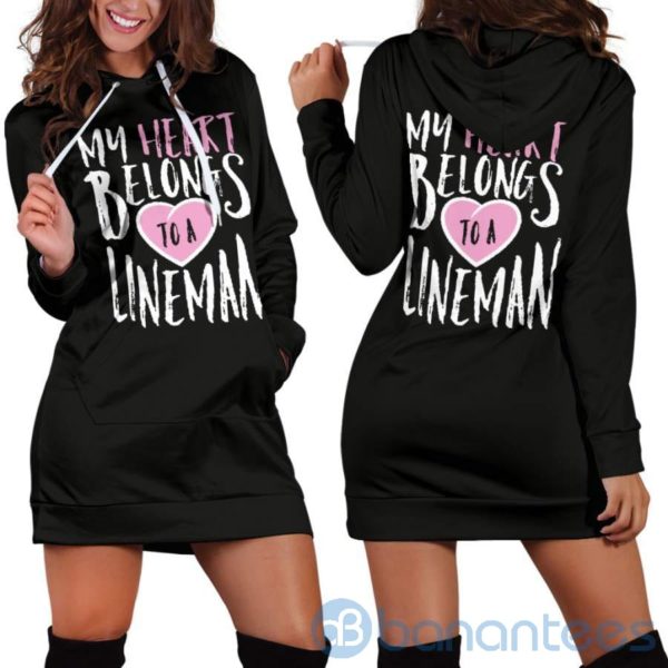 My Heart Belongs To A Lineman Hoodie Dress For Women Product Photo