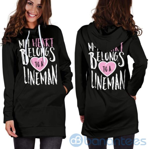My Heart Belongs To A Lineman Hoodie Dress For Women Product Photo