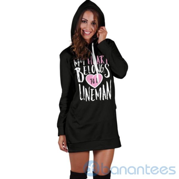 My Heart Belongs To A Lineman Hoodie Dress For Women Product Photo