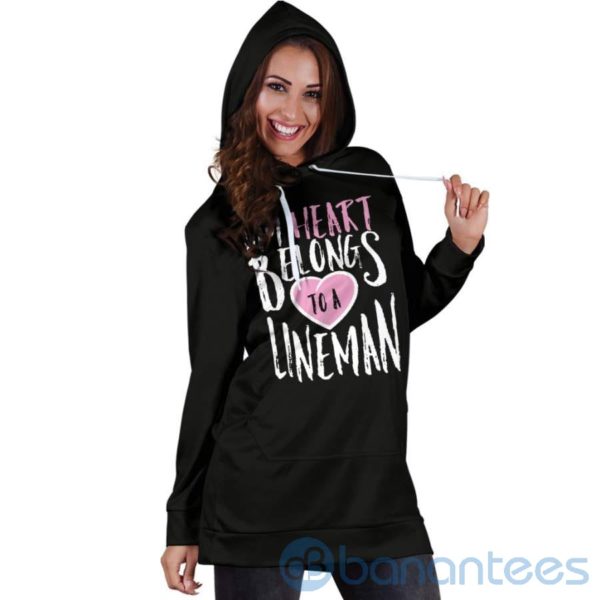 My Heart Belongs To A Lineman Hoodie Dress For Women Product Photo