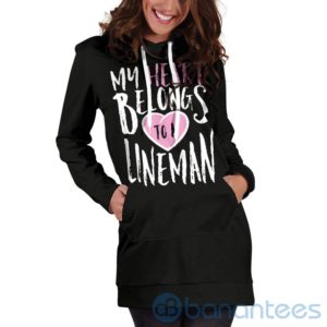 My Heart Belongs To A Lineman Hoodie Dress For Women Product Photo