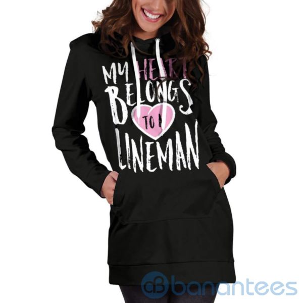 My Heart Belongs To A Lineman Hoodie Dress For Women Product Photo