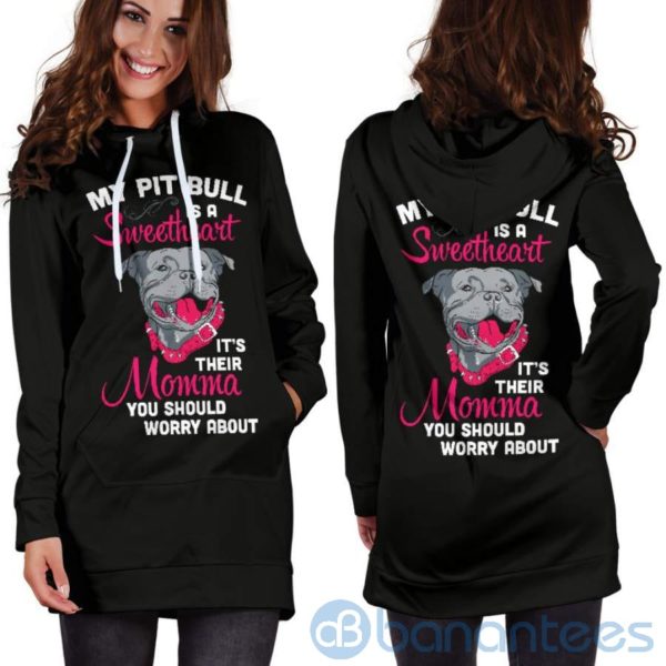 My Pitbull Is A Sweetheart Hoodie Dress For Women Product Photo