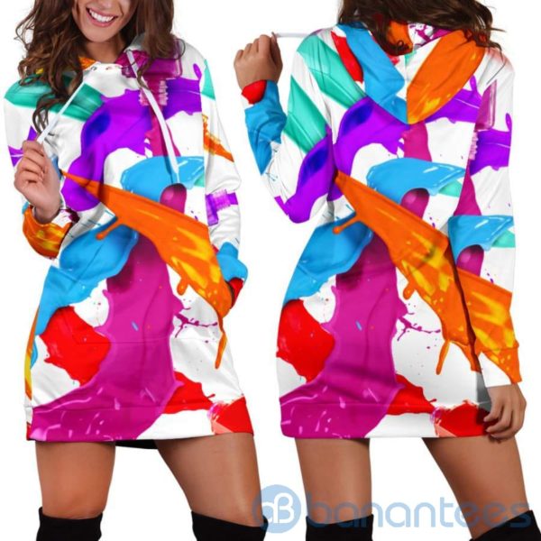 Nail Polish Colorfull Hoodie Dress For Women Product Photo