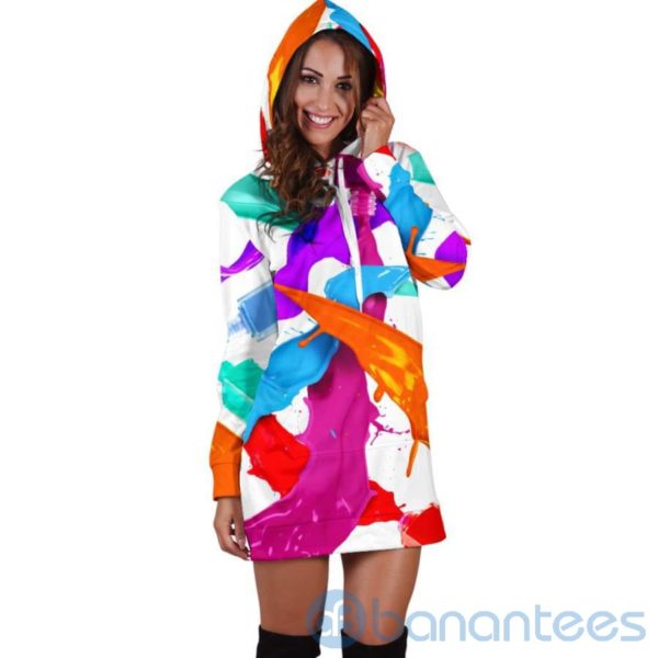 Nail Polish Colorfull Hoodie Dress For Women Product Photo