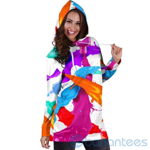 Nail Polish Colorfull Hoodie Dress For Women Product Photo