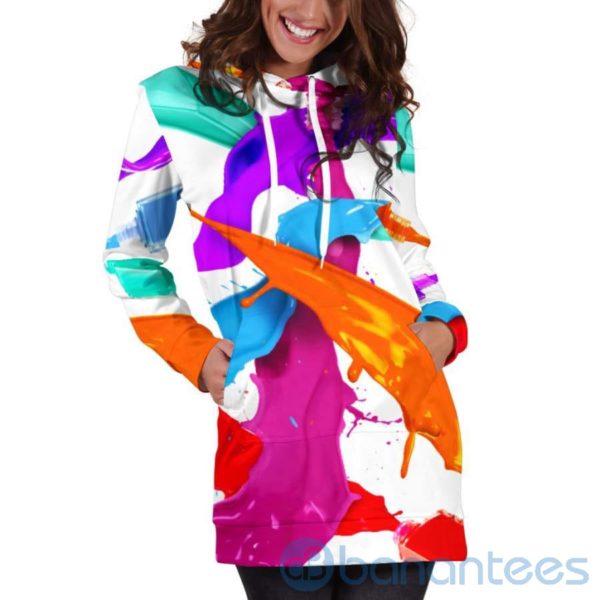 Nail Polish Colorfull Hoodie Dress For Women Product Photo