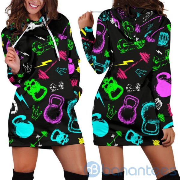 Neon Gym Hoodie Dress For Women Product Photo