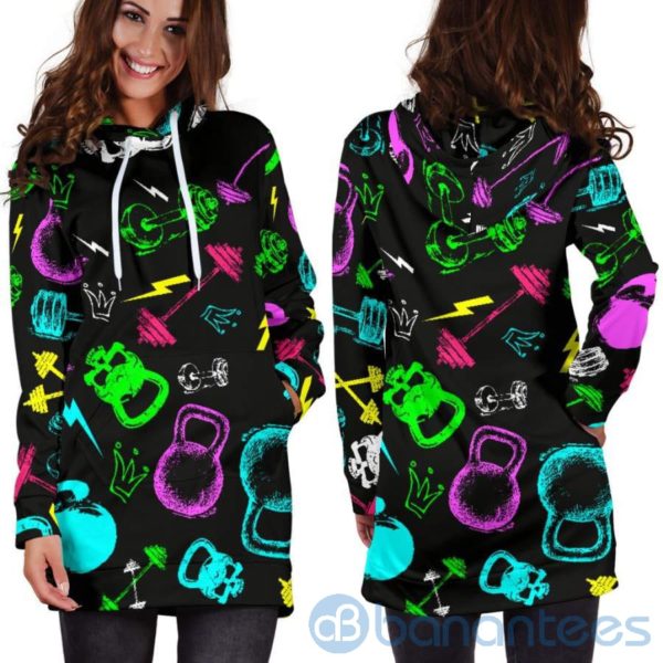 Neon Gym Hoodie Dress For Women Product Photo