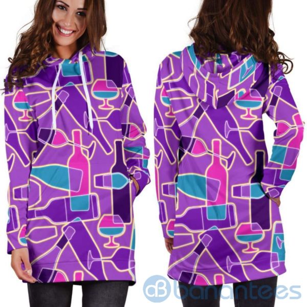 Neon Wine Hoodie Dress For Women Product Photo