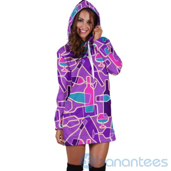 Neon Wine Hoodie Dress For Women Product Photo