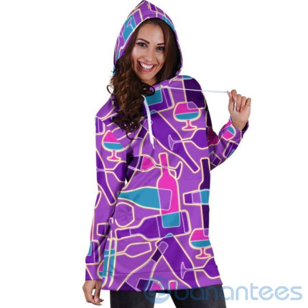 Neon Wine Hoodie Dress For Women Product Photo