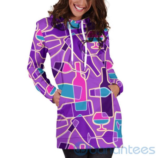 Neon Wine Hoodie Dress For Women Product Photo