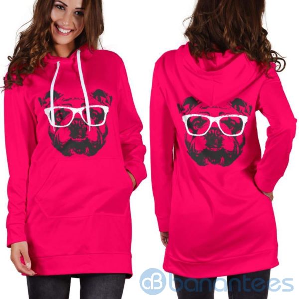 Nerd Bulldog Hoodie Dress For Women Product Photo