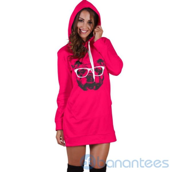 Nerd Bulldog Hoodie Dress For Women Product Photo