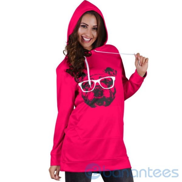 Nerd Bulldog Hoodie Dress For Women Product Photo