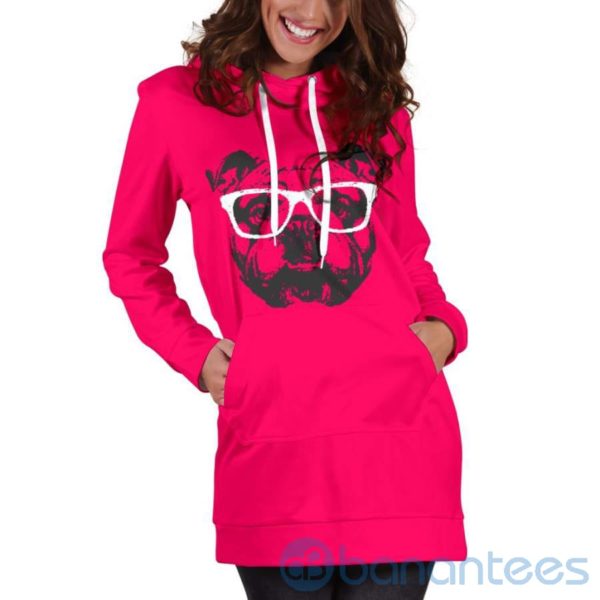 Nerd Bulldog Hoodie Dress For Women Product Photo