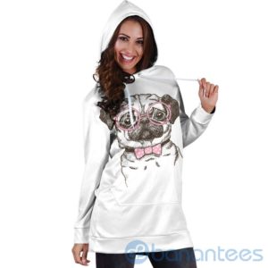 Nerd Pug Hoodie Dress For Women Product Photo