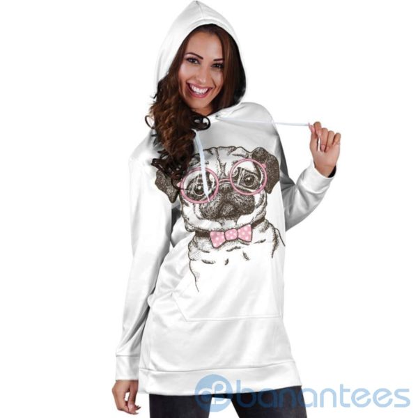 Nerd Pug Hoodie Dress For Women Product Photo