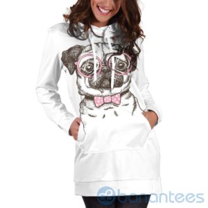 Nerd Pug Hoodie Dress For Women Product Photo
