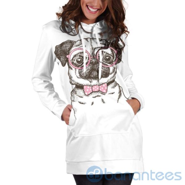 Nerd Pug Hoodie Dress For Women Product Photo