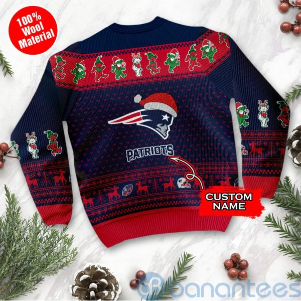 New England Patriots Grateful Dead SKull And Bears Custom Name Christmas 3D Sweater Product Photo