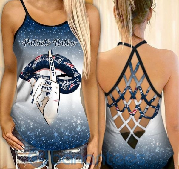 New England Patriots Leggings And Criss Cross Tank Top For Women Product Photo