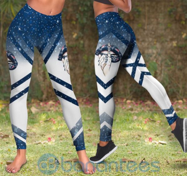 New England Patriots Leggings And Criss Cross Tank Top For Women Product Photo